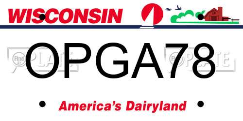OPGA78 Wisconsin License Plate