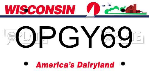 OPGY69 Wisconsin License Plate