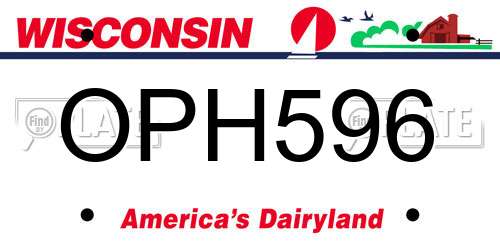 OPH596 Wisconsin License Plate