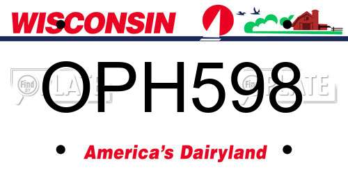 OPH598 Wisconsin License Plate