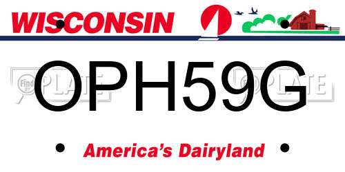 OPH59G Wisconsin License Plate