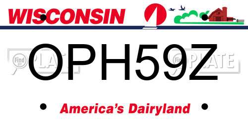 OPH59Z Wisconsin License Plate