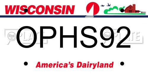 OPHS92 Wisconsin License Plate