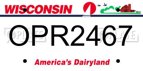 OPR2467 Wisconsin License Plate