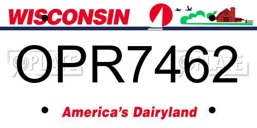 OPR7462 Wisconsin License Plate