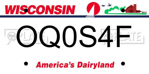 OQ0S4F Wisconsin License Plate