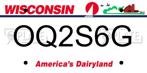OQ2S6G Wisconsin License Plate