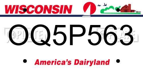 OQ5P563 Wisconsin License Plate