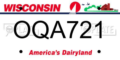 OQA721 Wisconsin License Plate