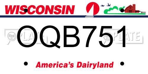 OQB751 Wisconsin License Plate
