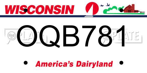 OQB781 Wisconsin License Plate