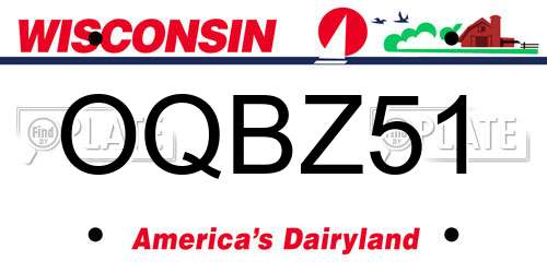 OQBZ51 Wisconsin License Plate