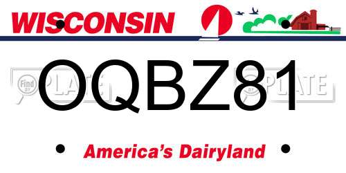 OQBZ81 Wisconsin License Plate