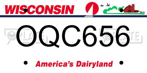 OQC656 Wisconsin License Plate
