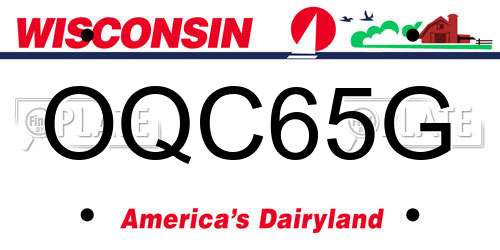OQC65G Wisconsin License Plate