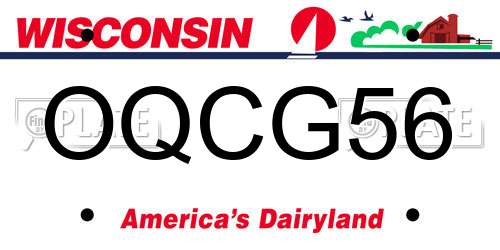 OQCG56 Wisconsin License Plate