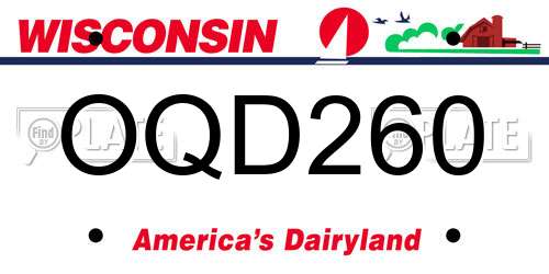 OQD260 Wisconsin License Plate