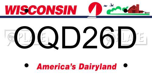 OQD26D Wisconsin License Plate