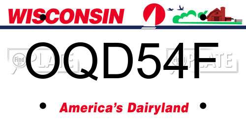OQD54F Wisconsin License Plate