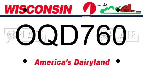 OQD760 Wisconsin License Plate