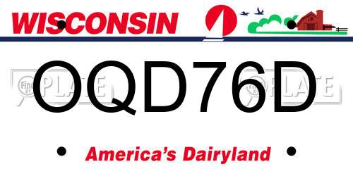 OQD76D Wisconsin License Plate