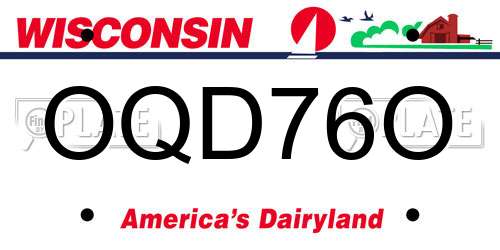 OQD76O Wisconsin License Plate