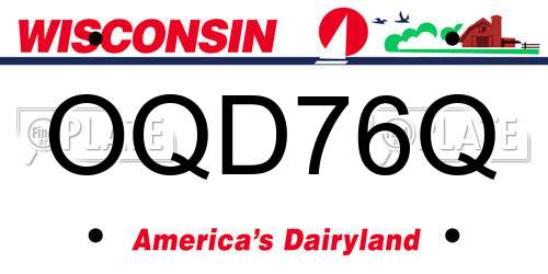 OQD76Q Wisconsin License Plate