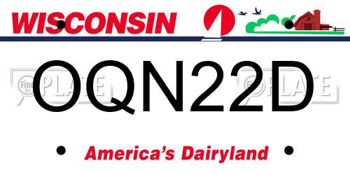 OQN22D Wisconsin License Plate
