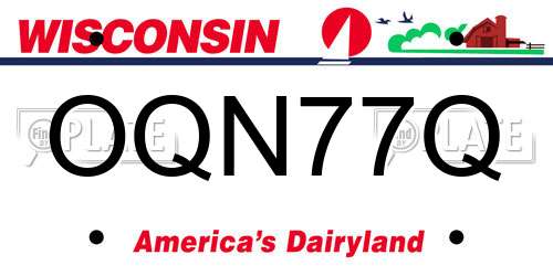 OQN77Q Wisconsin License Plate