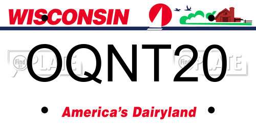 OQNT20 Wisconsin License Plate