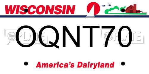 OQNT70 Wisconsin License Plate