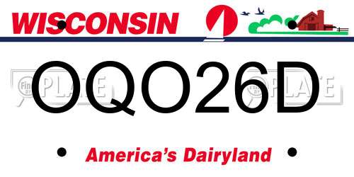 OQO26D Wisconsin License Plate
