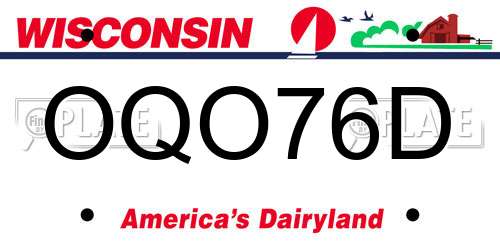 OQO76D Wisconsin License Plate