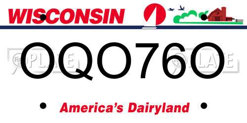 OQO76O Wisconsin License Plate