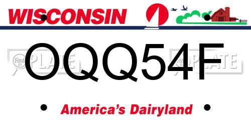 OQQ54F Wisconsin License Plate