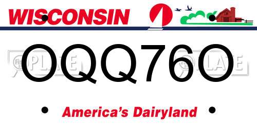 OQQ76O Wisconsin License Plate