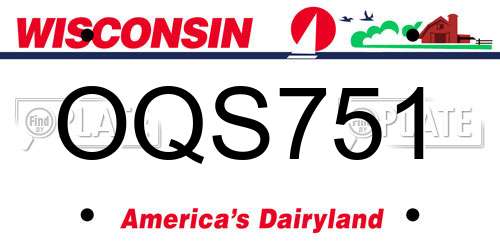 OQS751 Wisconsin License Plate