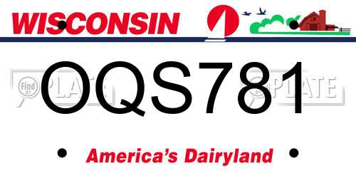 OQS781 Wisconsin License Plate