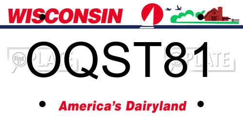 OQST81 Wisconsin License Plate