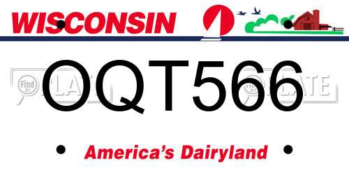 OQT566 Wisconsin License Plate