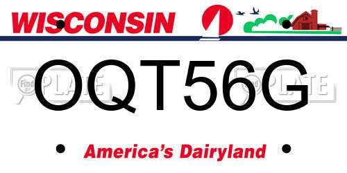 OQT56G Wisconsin License Plate