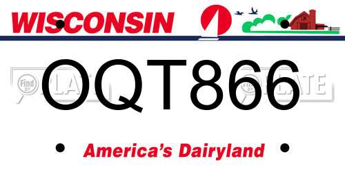 OQT866 Wisconsin License Plate