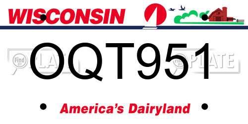 OQT951 Wisconsin License Plate