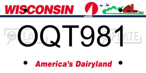 OQT981 Wisconsin License Plate