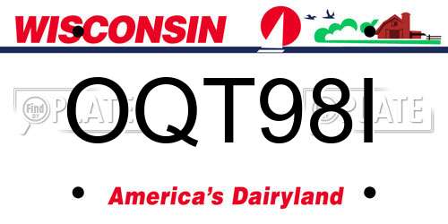 OQT98I Wisconsin License Plate