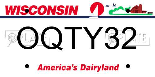 OQTY32 Wisconsin License Plate