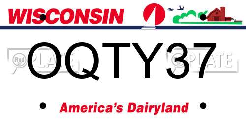 OQTY37 Wisconsin License Plate