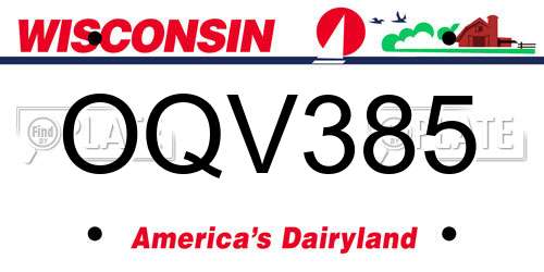 OQV385 Wisconsin License Plate