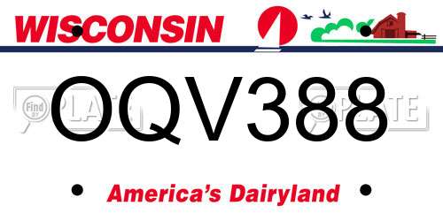 OQV388 Wisconsin License Plate