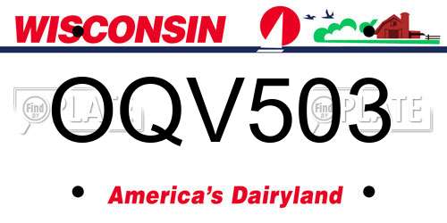 OQV503 Wisconsin License Plate